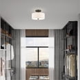 thumbnail image 2 of Beaumont Lane Mid-Century 11" 2-Light Metal & Fabric Semi Flush in Bronze, 2 of 16