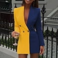 thumbnail image 2 of Yoodem Women's Outerwear Blazer Color Block Modern Fit Fingertip Length Lapel Long Sleeve Button with 2 Pockets Yellow L, 2 of 5