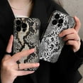 thumbnail image 2 of Snakeskin Print Leather Phone Case Compatible with iPhone 14 Pro,Luxury Stylish Trendy Retro Design Camera Full Protective Slim Classic Girls Women Cover for iPhone 14pro 6.1",White, 2 of 9
