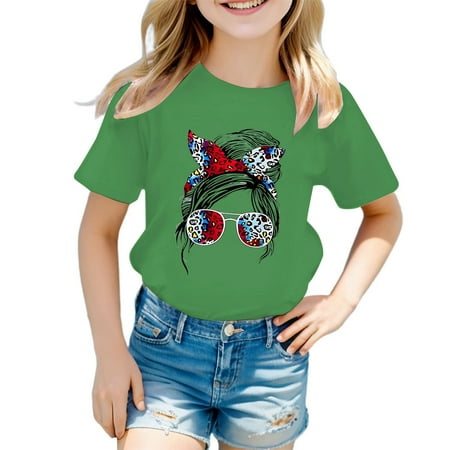 

Kid Girls Cute Graphic Print Round Neck Short Sleeve Tee Summer Casual T Shirt toddlers Long Sleeve Shirts Girls Dance Shirts for Girls 4t T Shirts Girls Undershirt Girls toddler Undershirt Girls