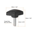 thumbnail image 2 of Uxcell 25 Packs M6 x 20mm Male Thread Tee Wing Knobs Thumb Screw Clamping Knobs Grip Black, 2 of 5