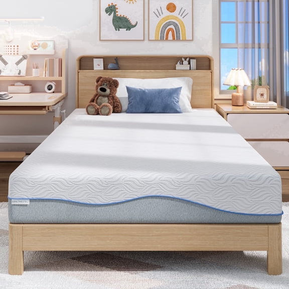 8 Inch Twin Mattress, UHOMEPRO Gel Memory Foam Mattress in a Box, Colchon Twin Cooling Egg Crate for Adults, Kids Bunk Bed, Fiberglass-Free, Medium Firm(6.5/10), CertiPUR-US