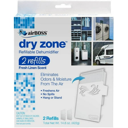 Dehumidifier Refill (airBOSS Dry Zone Refillable Dehumidifier Refills - Linen Scented 2 Refills (2 Pack - 4 Refills)