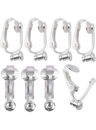 Bedazzlinbeads 4 Plated Brass Clip On Earring Converters Convert Pierced  Earrings to Fake Clip ons (Platinum)