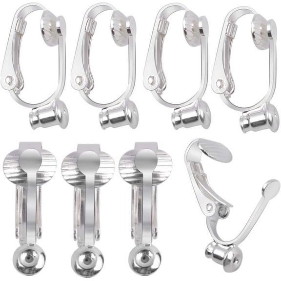 Clip-on Earring Converter, 20 Pieces Earring Clip Converter Components Findings with Post for Non-Pierced Ears Jewellery Making - Silver Color