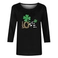 thumbnail image 2 of TaTaai Women Loose Black Top St. Patrick's Print Crew Neck 3/4 Sleeve Fashion Tee Ladies Spring Daily Wear Soft Comfortable Non-See-Through No Fading Stylish Top Gift, 2 of 7