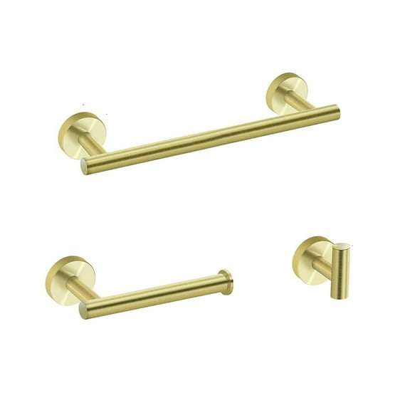 WOWOW 3 - Piece Brushed Gold Bathroom Hardware Set