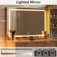thumbnail image 6 of Leyaoyao 43.5 Fluted Makeup Vanity Desk with Mirror and LED Lights, Wood Makeup Vanity with Power Outlet & 3 Shelves for Living Room, Natural Oak, 6 of 8