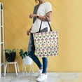 thumbnail image 4 of FORMRS Womens Canvas Tote Bag with Zipper Inner Pocket Shoulder Handbag, Beige Floral Pattern, 4 of 7