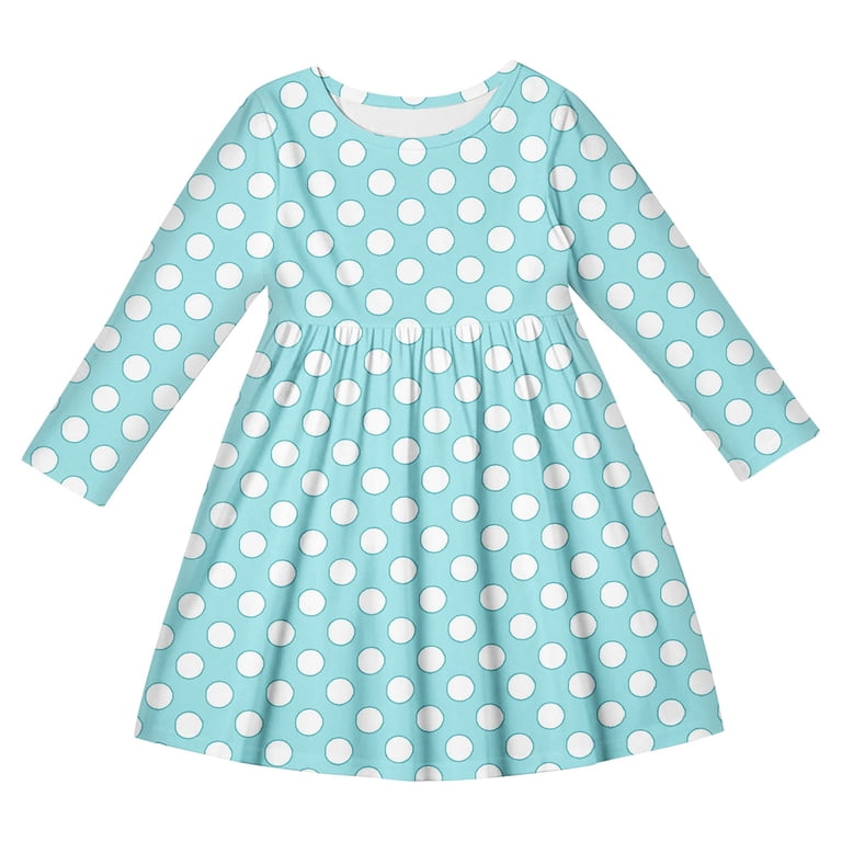 chinese dress ladies Half Moon Long Sleeve Mini Dress Choc & Blue Polka Dot
