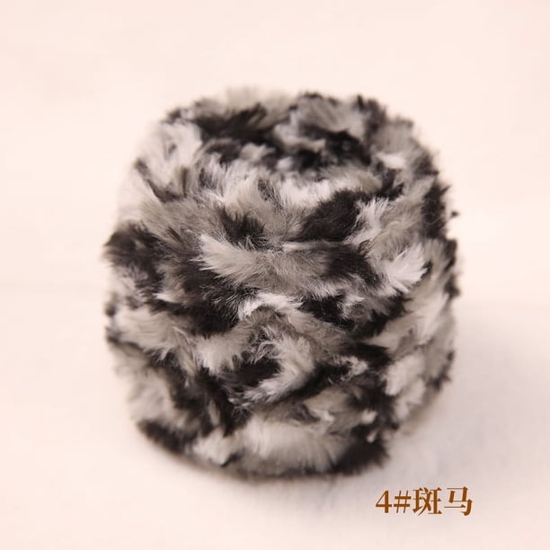 Zhuge Hilo de chenilla grueso para tejer grueso y esponjoso, hilo de chenilla, hilo de felpa suave, 100 g, cebra