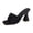 Black, variant on Womens Square Open Toe Block Heel Sandals Fashion Slip On Backless Slingback High Heel Slides Party Wedding Dance Gold 36