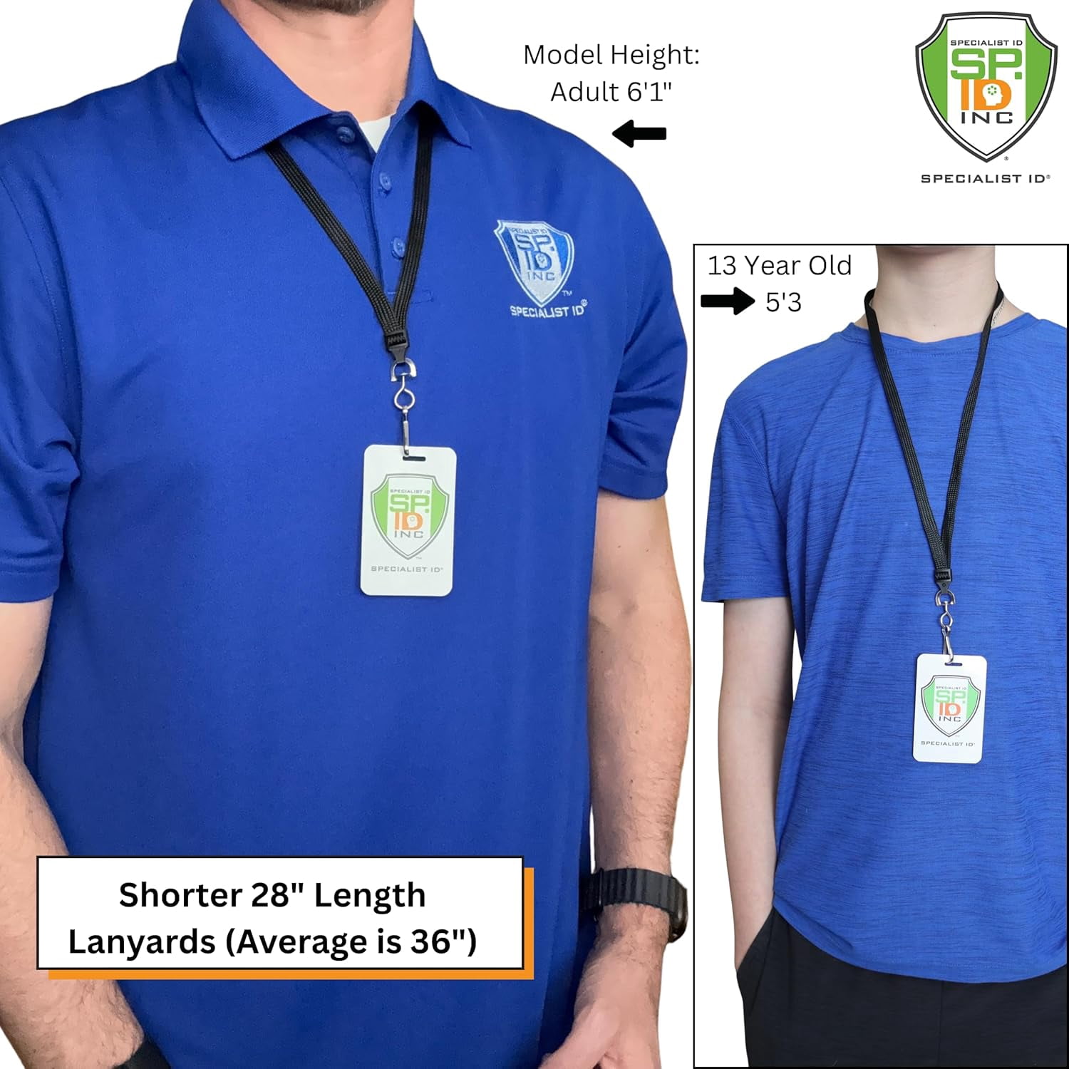 Bulk 100 Pack - Short Lanyards for Students & Teachers - Safety Breakaway Lanyard - Very Short Neck Straps for ID Badges, Keys - Bulk Student ID Holders for Schools & Field Trips (Black)