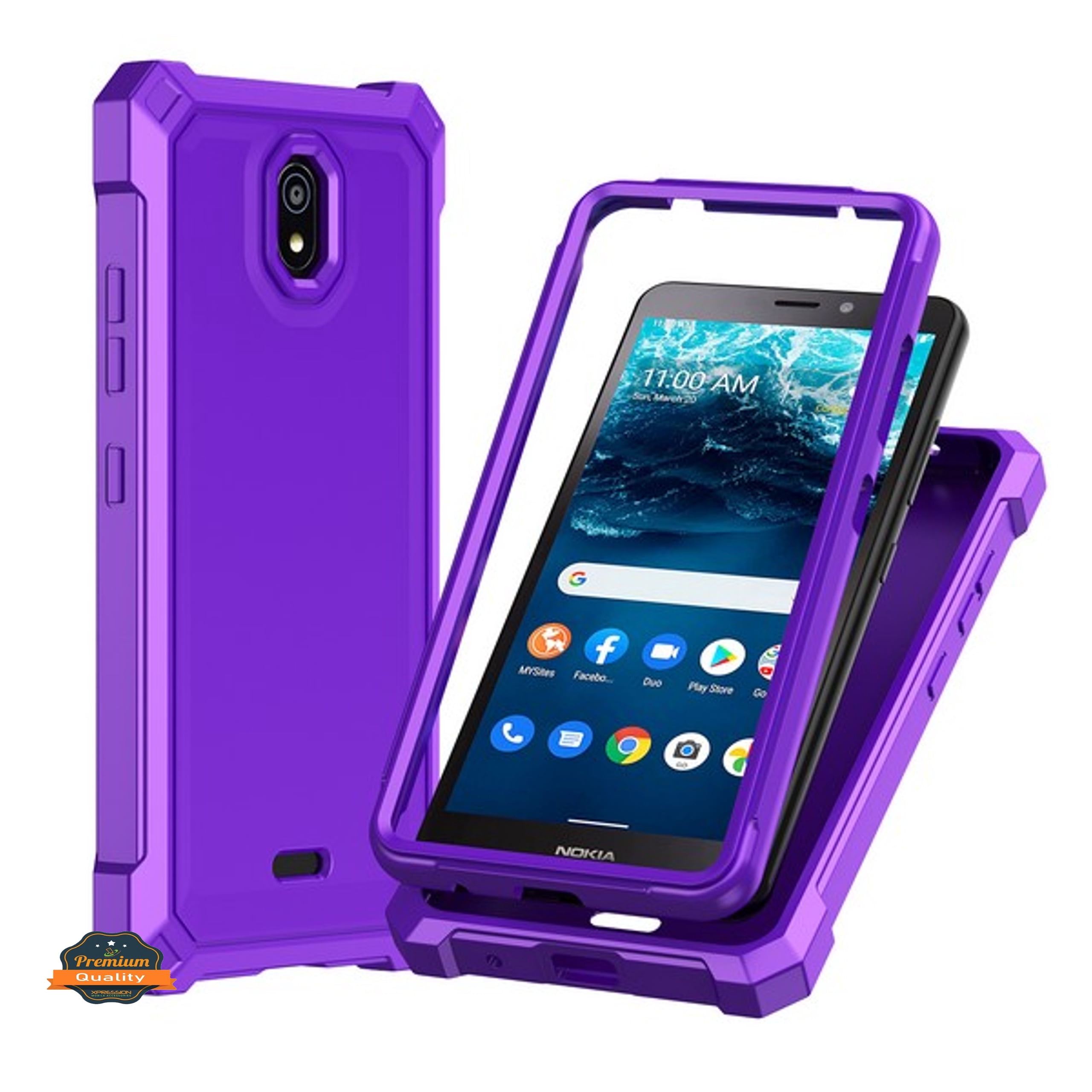 For TCL K24 /TCL K23 /TCL 50 LE Full-Body Dual Layer Hybrid Case Slim, Drop-Proof TPU Hard PC, Durable Corner Front Bumper Protector Phone Case Cover by Xpression, Purple