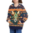 thumbnail image 3 of Xoenoiee American Tribal Geometric Lion Print Kids Sweatshirt Pullover Hoodies Long Sleeve Tops Hooded Sweater for Fall Winter Cosy Playwear with Kangaroo Pocket, M, 3 of 7