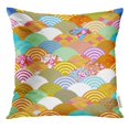 thumbnail image 1 of RYLABLUE Housse de Coussin Écailles de Poisson Nature Simple avec Fleur ese Sakura Rose Cerise Vague Cercle Bleu Orange Rouge Vert, 1 of 1