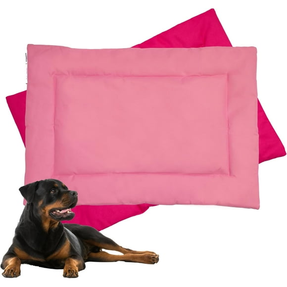 GFDYREE Two-Toned Waterproof Comfort Crate Mat Beds for Indoor/Outdoor Use (Light and Dark Pink, Large)