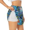 thumbnail image 2 of Bixox Women's Hawaiian Style pattern 2 in 1 Running Shorts - Lightweight Athletic Workout Gym Yoga Shorts Liner with Pockets - Large, 2 of 7