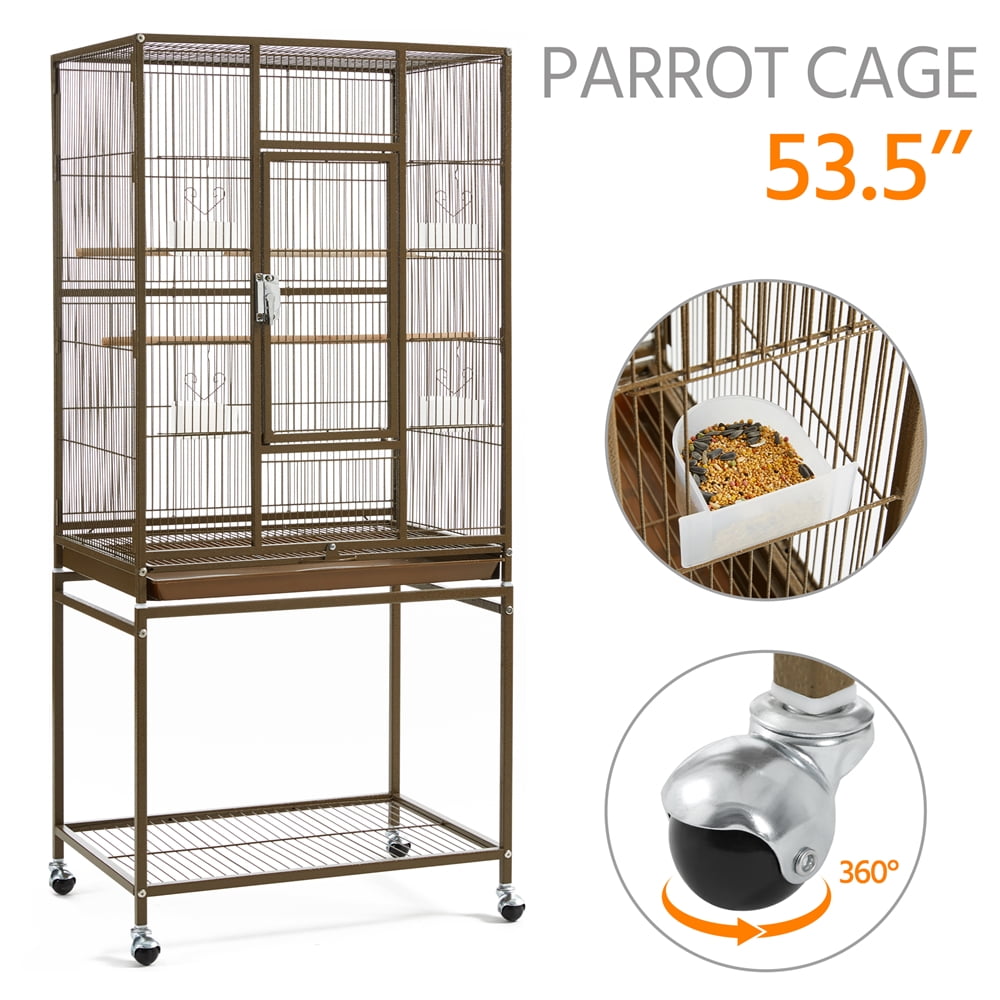 Alden Design 54" Metal Rolling Bird Cage with Detachable Stand, Palmer Green