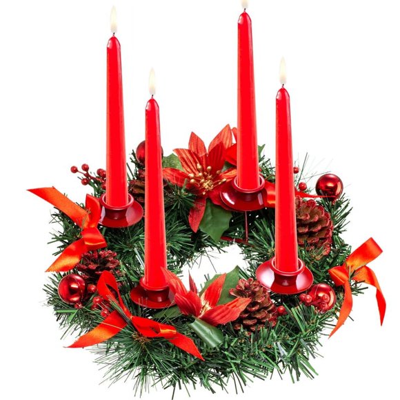 Advent Wreath Ring Candle Holder for Pillar Advent Candles - Christmas Advent Wreaths Candleholder Stand - Advent Candle Decor - Advent Gifts,Red