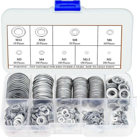 

YeekTok 600pcs Flat Washer 304 Stainless Steel Washers Assortment Set Value Kit