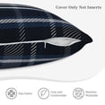 thumbnail image 6 of LNWH Blue Check Style Throw Pillow Covers, Square Soft Linen Decorative Pillow Cases, 16"x16", 6 of 8