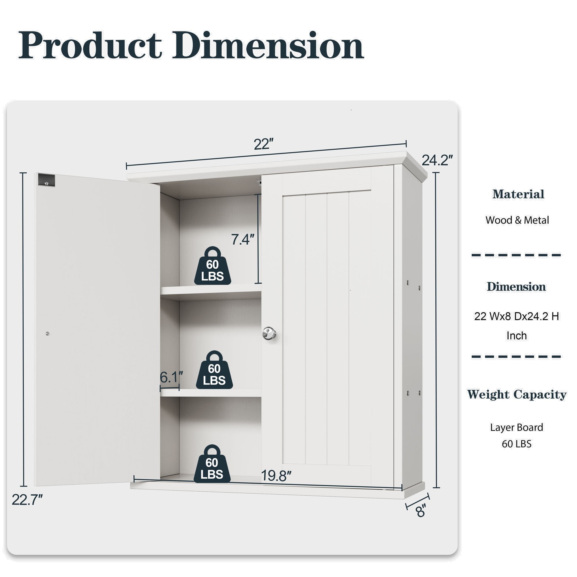 Walsunny Bathroom Medicine Cabinet, Wall-mounted Storage Cabinet , Cosmetics Storage Cabinet for Dining room, Bedroom