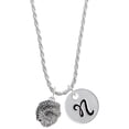thumbnail image 1 of Delight Jewelry Silvertone Snake Wrapped Around Spinner Silvertone Script Initial Disc - N - Charm Necklace, 20"+3", 1 of 4