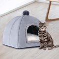 thumbnail image 1 of Cama para gatos, cama para perros, cabaña para dormir, siesta relajante, nido para perros y gatos semicerrado suave, tienda de campaña para gatos auto Gris S, 1 of 10