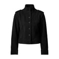 thumbnail image 6 of Women's Solid Long Sleeve Stand Collar Casual Button Jacket, 6 of 7