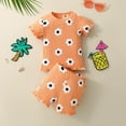 thumbnail image 2 of Gubotare Girls 2 Piece Outfits Toddler Girls Short Sleeve Ruffles Ribbed T Shirt Tops Shorts Outfits Kids Girls Outfits 3T 4T (Orange,3-4 Years), 2 of 9