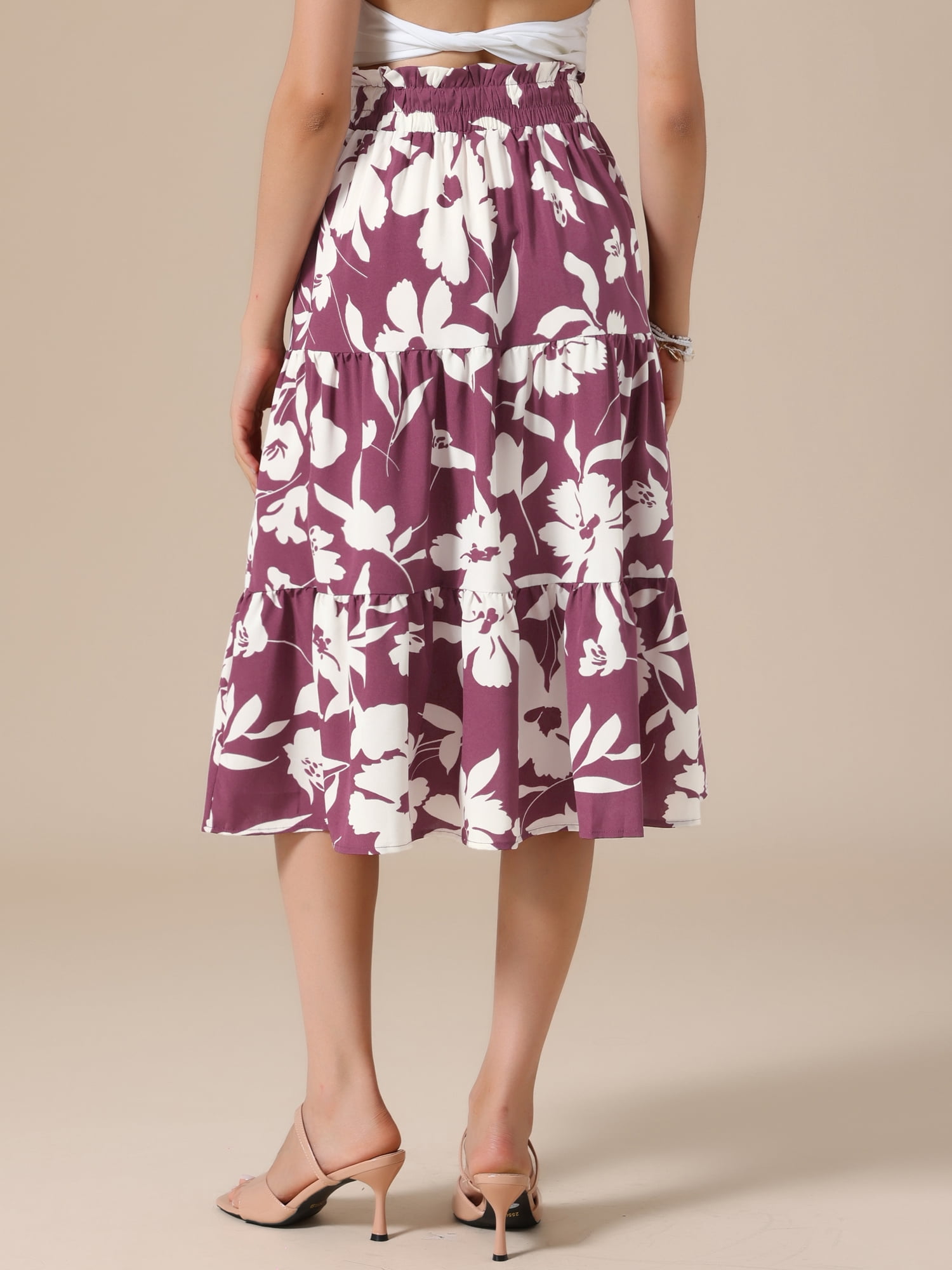 DARING DIVA Women's Dressy Flowy A-line Boho Skirts X-Large Burgundy