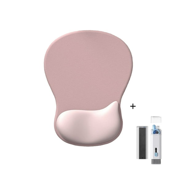 Ergonomic Mouse Pad Wrist Support, Wrist Rest Mousepad for Carpal Tunnel Pain Relief with Integrated Memory Foam,Free Keyboard Cleaning Kit 7-in-1(Pink)