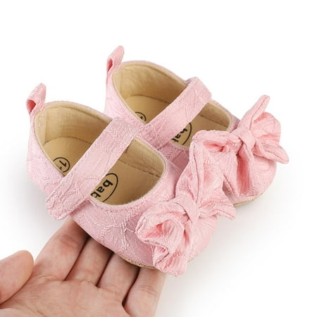 Abomasnow Baby Girls Mary Jane Flats with Bowknot Headband Infant Floral Princess Dress Soft Sole Crib Shoes Non-Slip for Toddler First Walkers