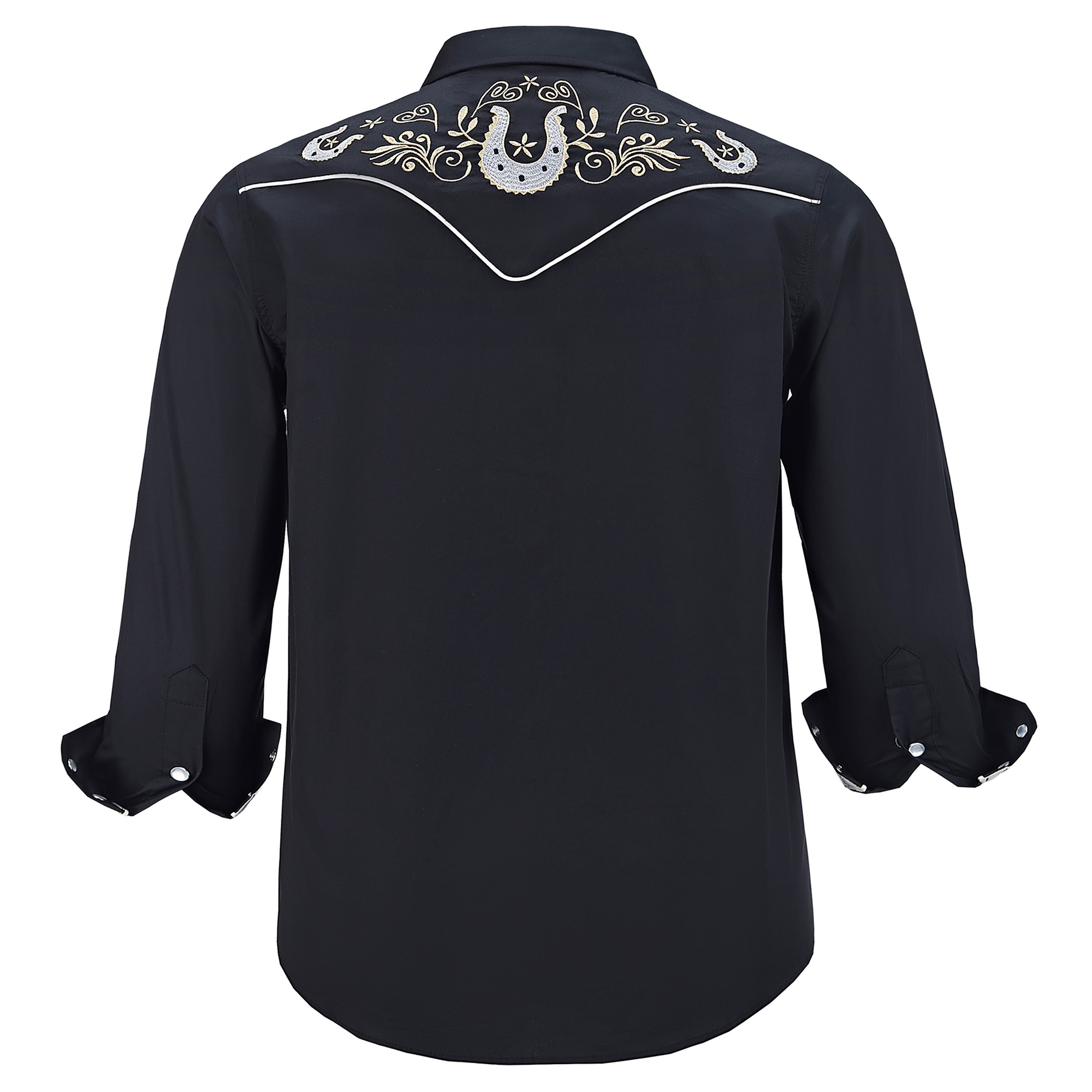 COEVALS CLUB Men's Western Cowboy Embroidered Shirts Long Sleeve Pearl ...