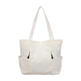 thumbnail image 2 of Bolsa de mano de nailon de gran capacidad con correas acolchadas para los hombros, múltiples bolsillos, para trabajo, escuela, viajes, negro, blanco, gris, caqui, 2 of 6