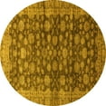 thumbnail image 1 of Ahgly Company Indoor Round Oriental Yellow Traditional Area Rugs, 8' Round, 1 of 4