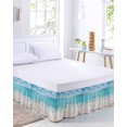 thumbnail image 2 of Summer Beach Bed Skirt Cal King Size, Blue Coastal Ocean Seaside Nautical Wrap Around Bed Skirting with Adjustable Elastic Strap, Dust Ruffled Pleated Bedskirts 18 Inch Drop for Bedroom Cal King Beds, 2 of 9