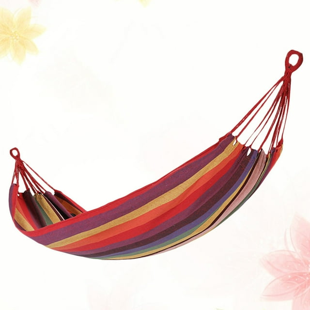 OULII Portable Outdoor 1Set Rectangular Canvas Hammock Ideal for Backpacking and Traveling