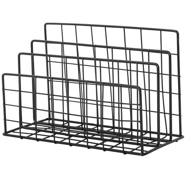 Organizador de correo de escritorio, estante de almacenamiento de metal con 3 ranuras para libros y revistas