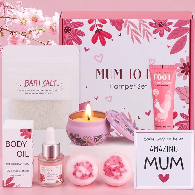 Set de Baño y Spa Corporal, Set de Regalo para Mujer, 7PCS Juego de Lujo para Baño y Cuerpo, Relajación, Baño, Ayudar a Dormir, Regalo de Cumpleaños para Madre, Futuras Mamás, Esposa, Hermana