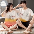 thumbnail image 2 of Summer Pyjamas Cotton Cartoon Women‘s Pajama Sets Couple Stripe Sleepwear Mujer Pyjamas Nightwear Mens Pajamas 3XL Home Clothing, 2 of 7