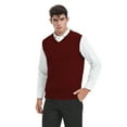 thumbnail image 2 of TOPTIE V-Neck Vest Uniform Men's Knitted Cotton Sweater Vest Sleeveless School Knitwear-Wine Red-L, 2 of 7