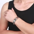 thumbnail image 3 of Hombres Mujeres de plata de material acero inoxidable ID Brazalete de joyería - Plata, Rojo Salvador Pulsera de acero inoxidable, 3 of 10