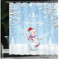 thumbnail image 4 of Ambesonne Christmas Shower Curtain, Snowy Winter Noel, 69"Wx84"L, White Blue, 4 of 5