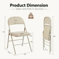 thumbnail image 6 of CONCETTA 2 Pack Folding Chair, Indoor Outdoor Portable Stackable Commercial Leather Padded Seat for Home, Office, Party, Kahki, 6 of 7
