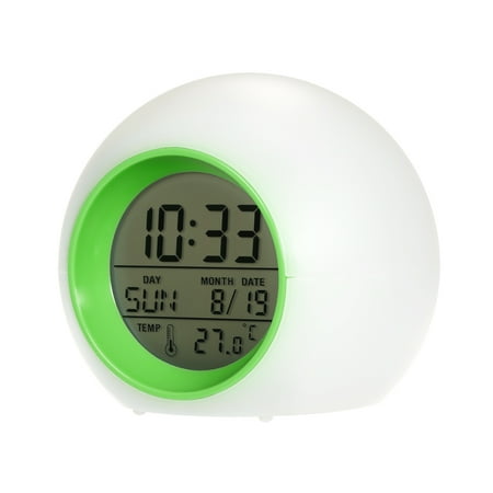7 Colors Digital Alarm Clock 12/24 Hour Snooze Sleep Function Temperature Timer Led Display for Bedroom Bathroom Gift Present
