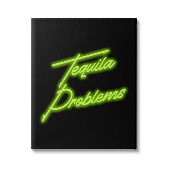 Stupell Industries Tequila Problems Neon Inspirational Painting Gallery Wrapped Canvas Art Print Wall Art, 36 x 48