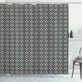 thumbnail image 1 of Black and White Shower Curtain, Abstract Monochrome Daisy Motifs Modern and Minimalistic Grid Design, Fabric Bathroom Set with Hooks, 69W X 84L Inches Extra Long, Black and White, by Ambesonne, 1 of 3