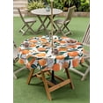 thumbnail image 4 of Outdoor Tablecloths with Umbrella Hole & Zipper, Orange Round Tablecloths 60 Inch, Summer Botanical Leaves Watercolor Waterproof Table Cloth, Patio/Pool/Picnic Table Covers, 4 of 8